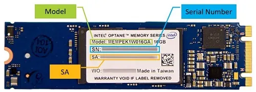 Intel SSD model number location